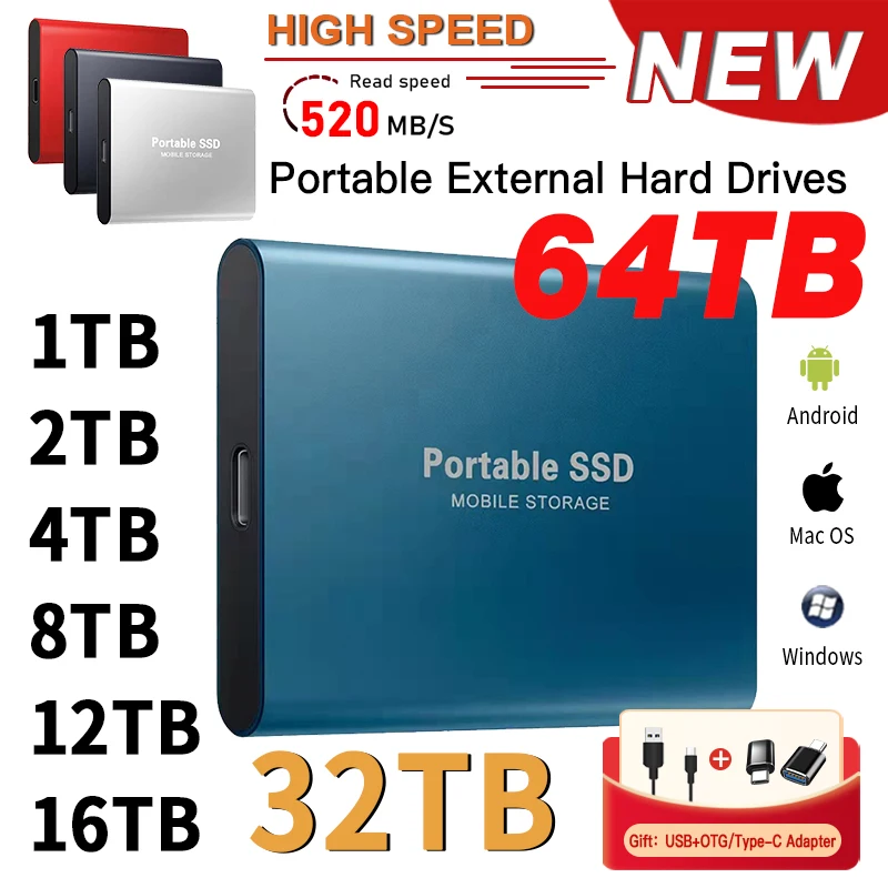 SSD Portatile 1TB 16TB Unità Mobile Alta Velocità 500GB Memoria Estern – LA  MAISON SMARTECH